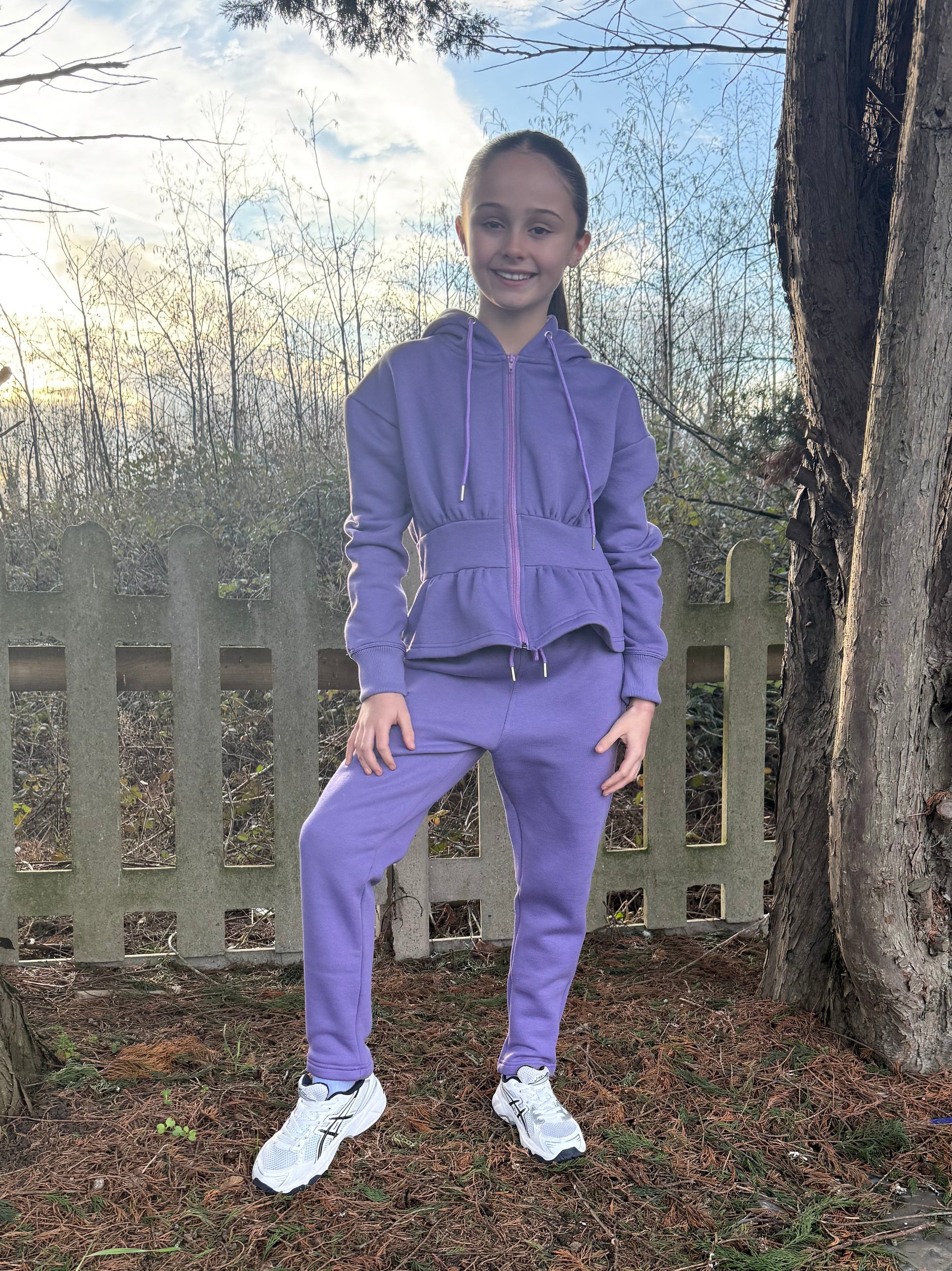 Girls Dolly Purple peplum jogger
