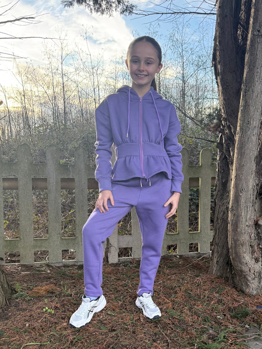 Girls Dolly Purple peplum jogger
