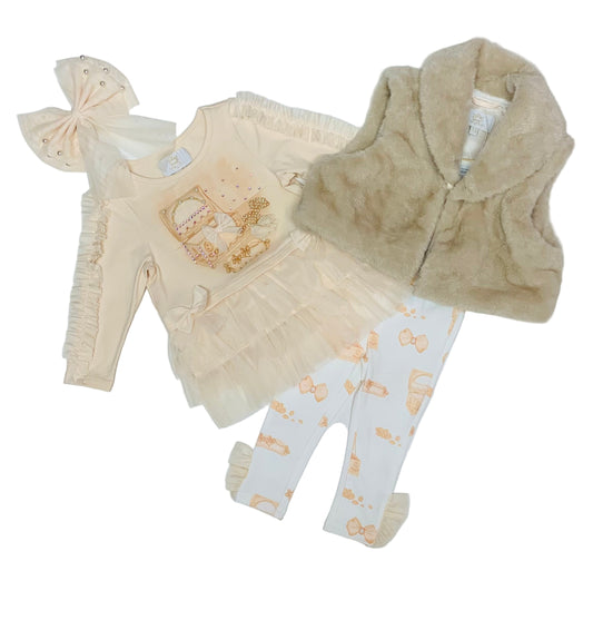 Caramelo Kids Girls Mink Jewellery Box Leggings Set