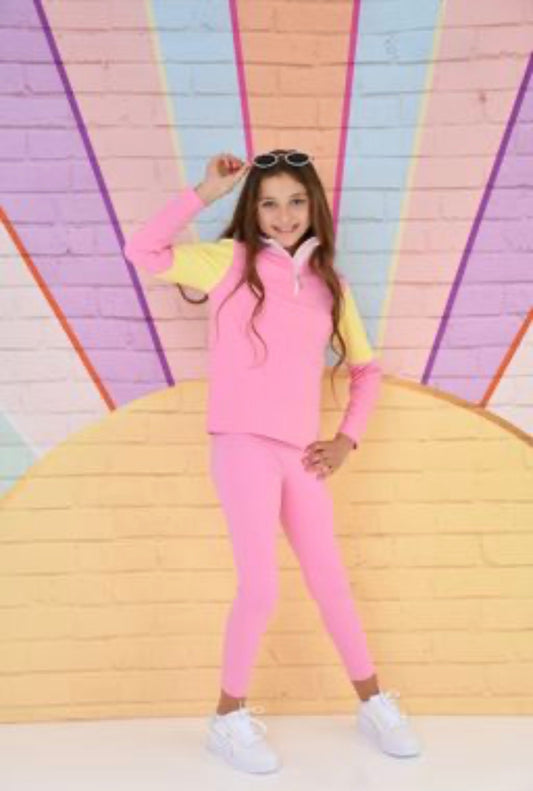 D by Dolly Pink Sorbet Quarter Zip Top *Preorder