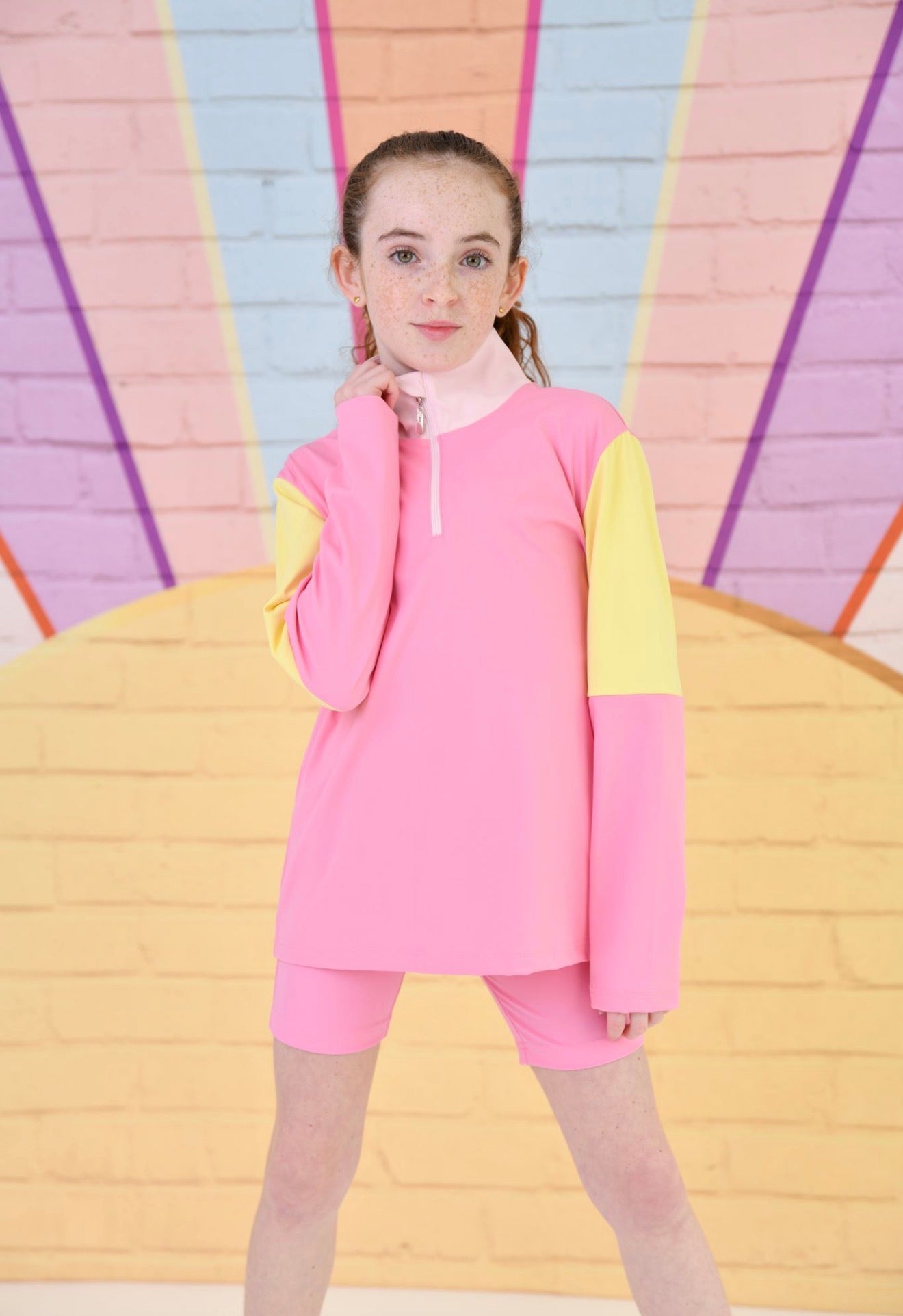 D by Dolly Pink Sorbet Quarter Zip Top *Preorder