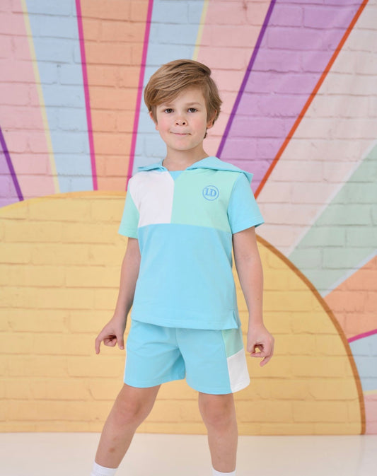 Little Dudes Sky Shorts & Hooded T shirt *Preorder