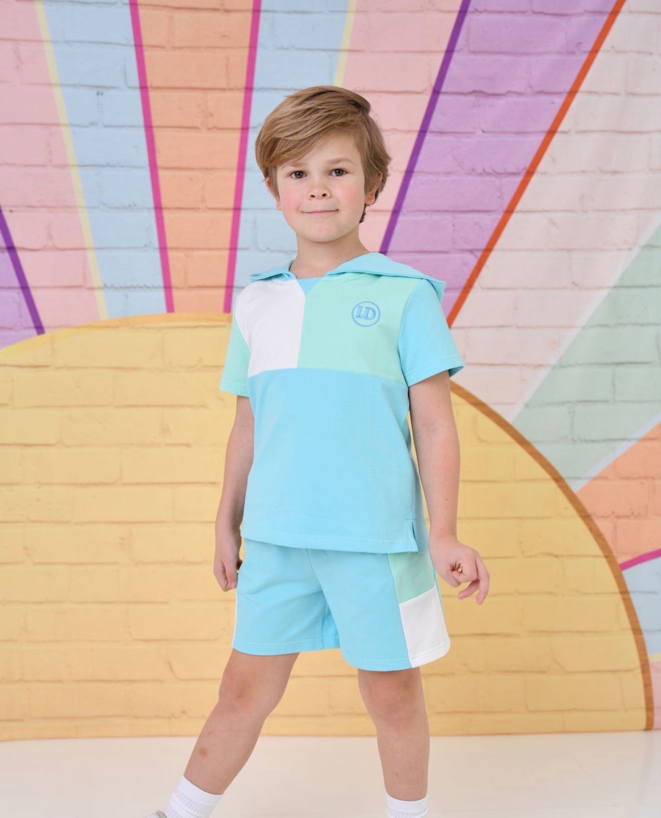 Little Dudes Sky Shorts & Hooded T shirt *Preorder