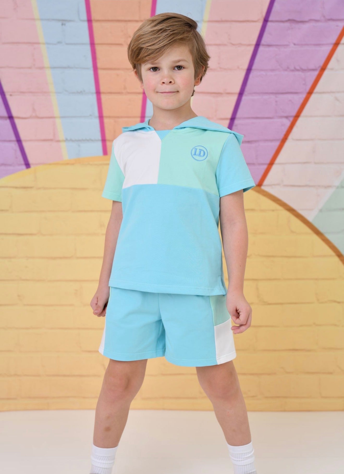 Little Dudes Sky Shorts & Hooded T shirt *Preorder