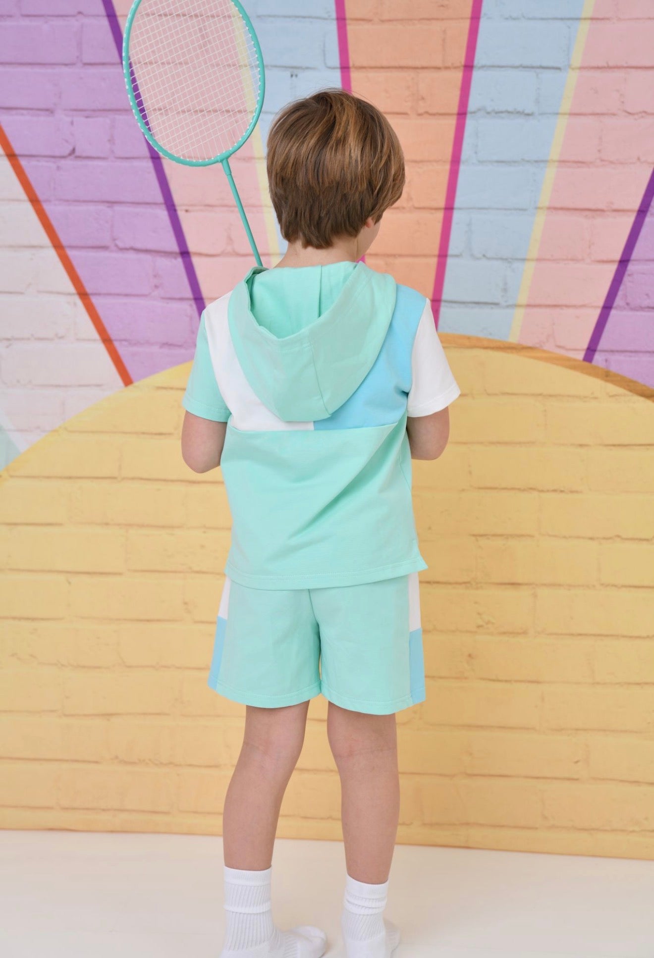 Little Dudes Aqua Shorts & Hooded T shirt *Preorder