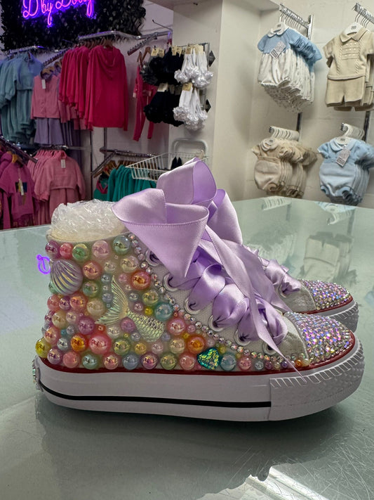 Dolly Bling Canvas Baseball Boots Baby Pastel Pearls