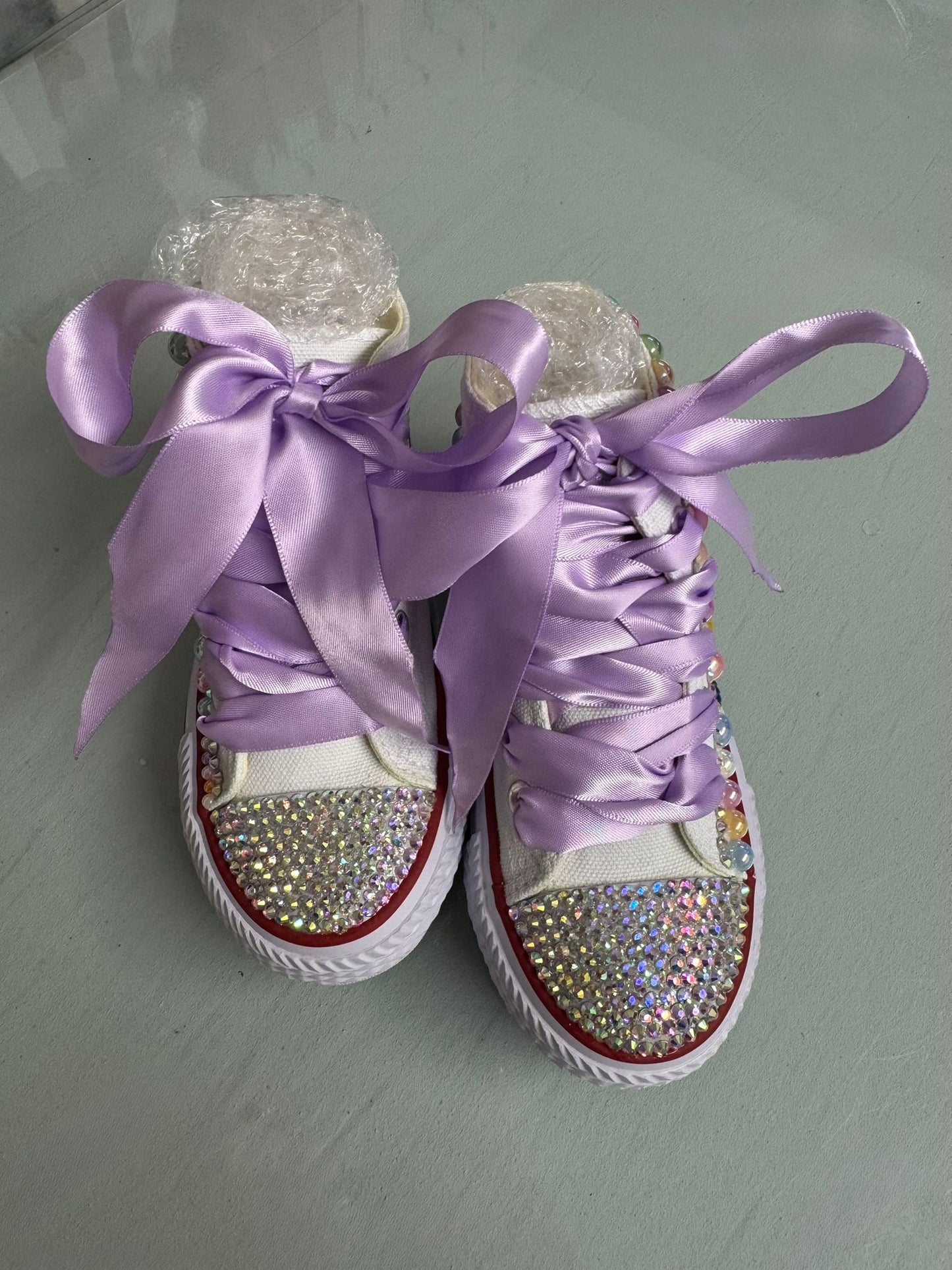 Dolly Bling Canvas Baseball Boots Baby Pastel Pearls