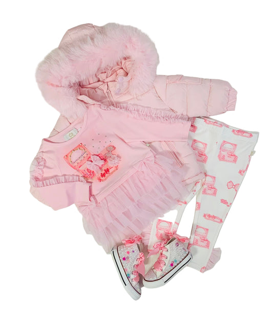 Caramelo Kids Girls Pink Jewellery Box Leggings Set