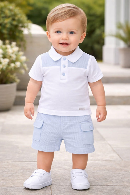 Blues Baby Boys St Malo Blue Polo Shirt & Shorts Set
