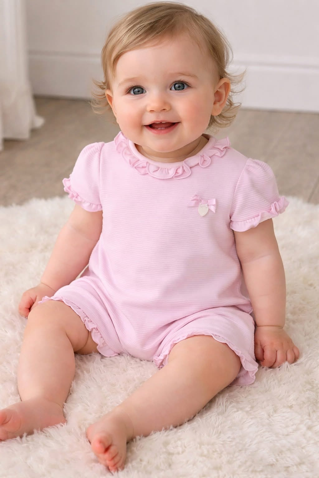 Blues Baby Mädchen Lila? Pink Volant-Shortie mit Schleife am Brustbereich, Rundhalsausschnitt