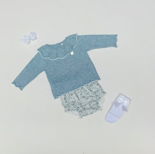 Martin Aranda Baby Blue Two Piece Shorts Baby Set