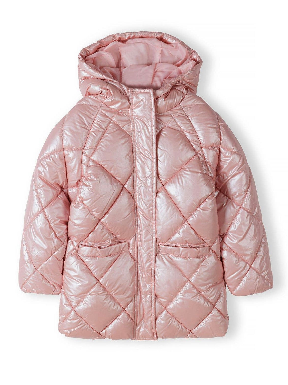 Metallic Puffer Coat Pink