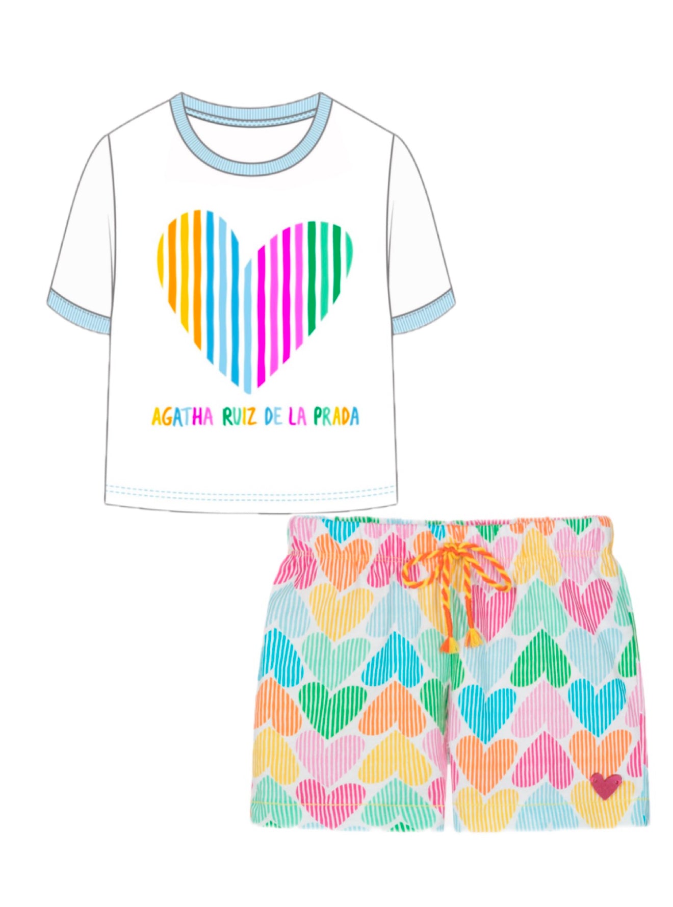 Agatha Ruiz de la Prada Nice White T shirt & Multi Colour Shorts