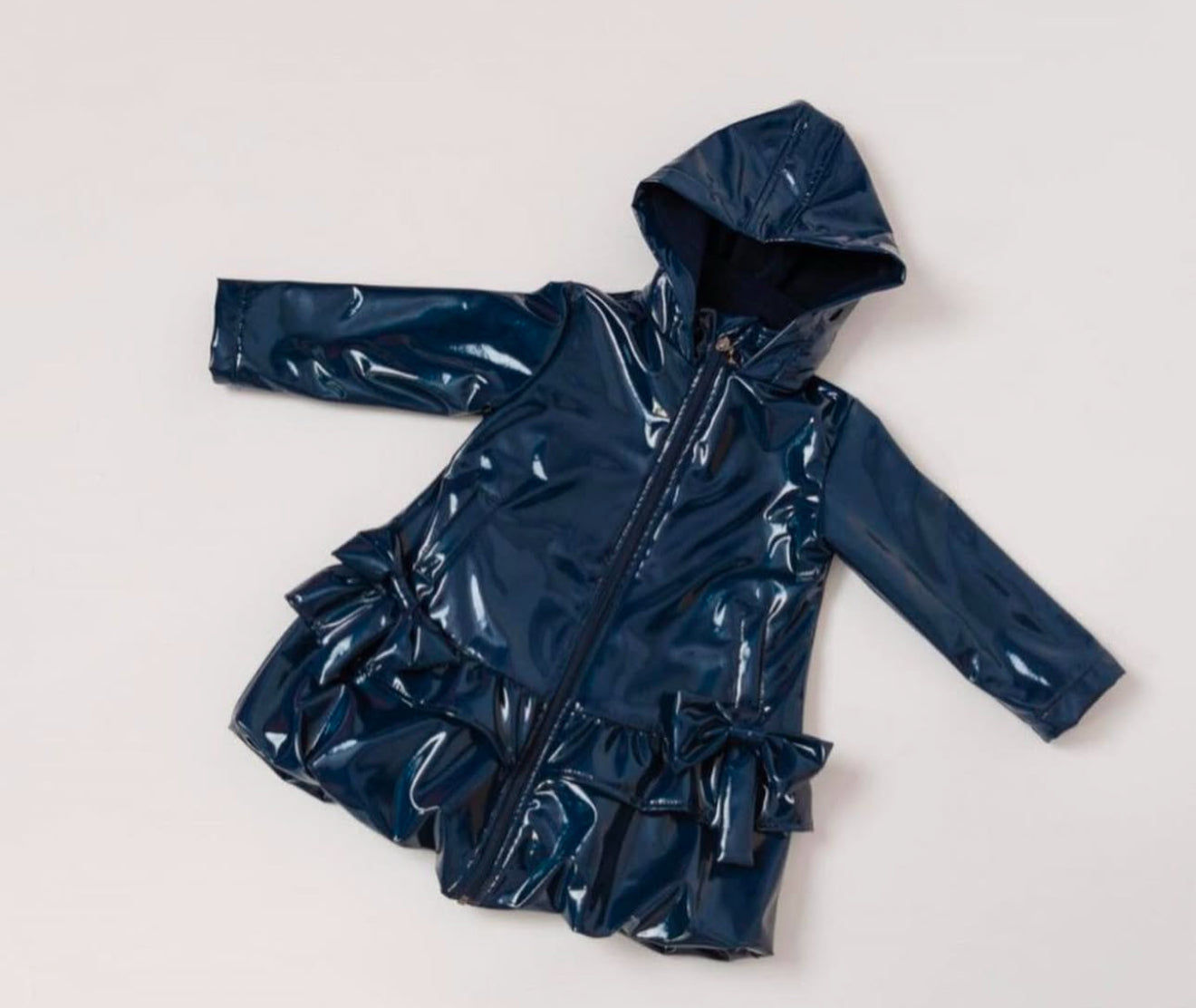 Caramelo Kids Girls Navy Rain Mac with Bow