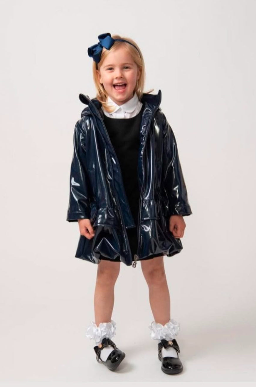 Caramelo Kids Girls Navy Rain Mac with Bow