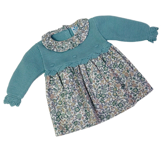 Sardon Girls Mint Floral Print Dress