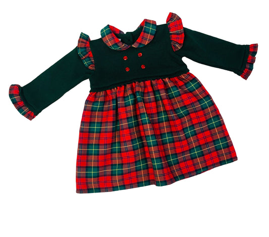 Sardon Girls Green & Red Knit Dress