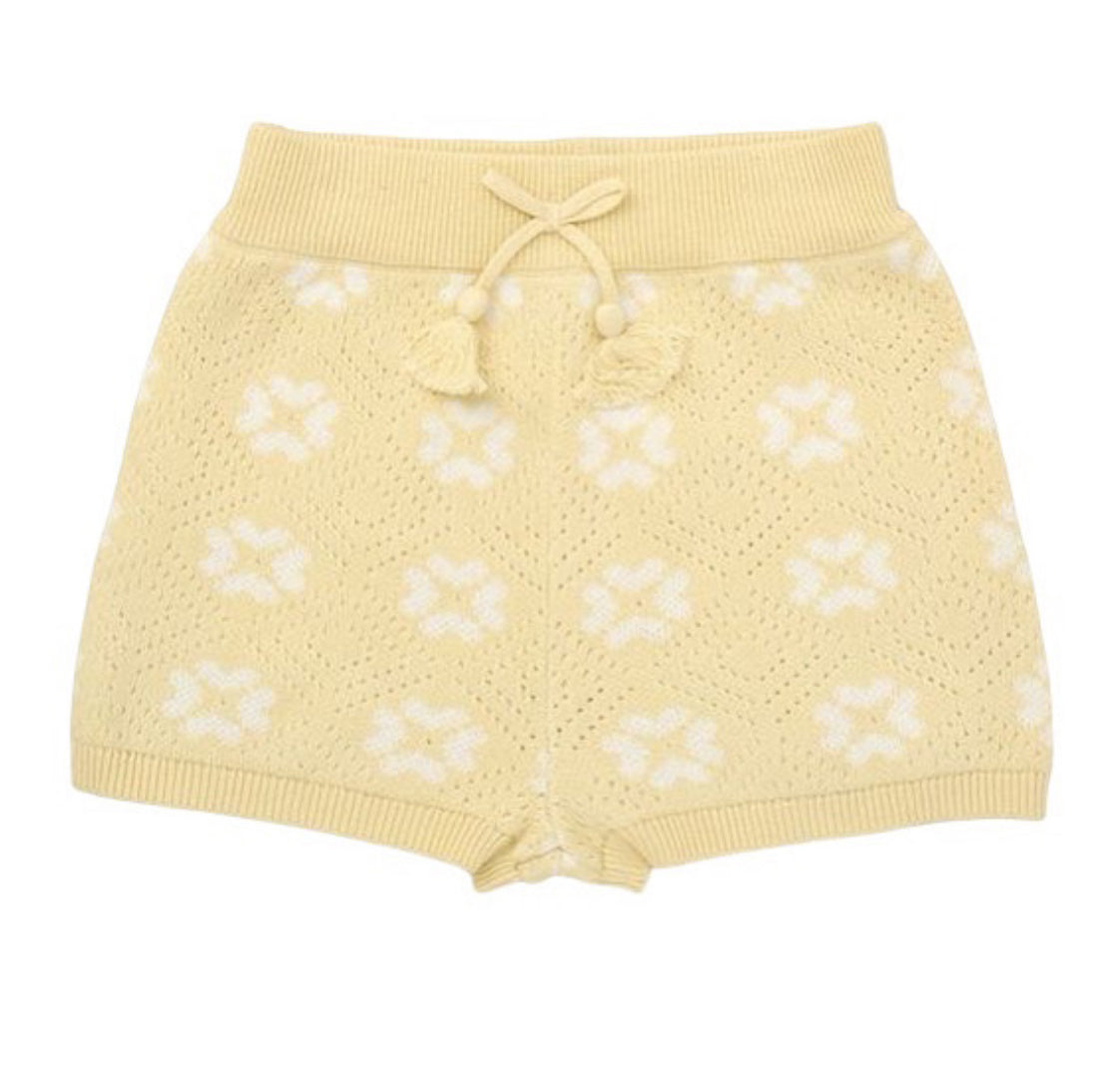 Girls Knitted Lemon Daisy Print Shorts Set