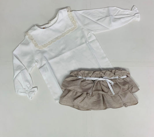 Puro Mimo Girls Sailor Bloomers & Off White Blouse