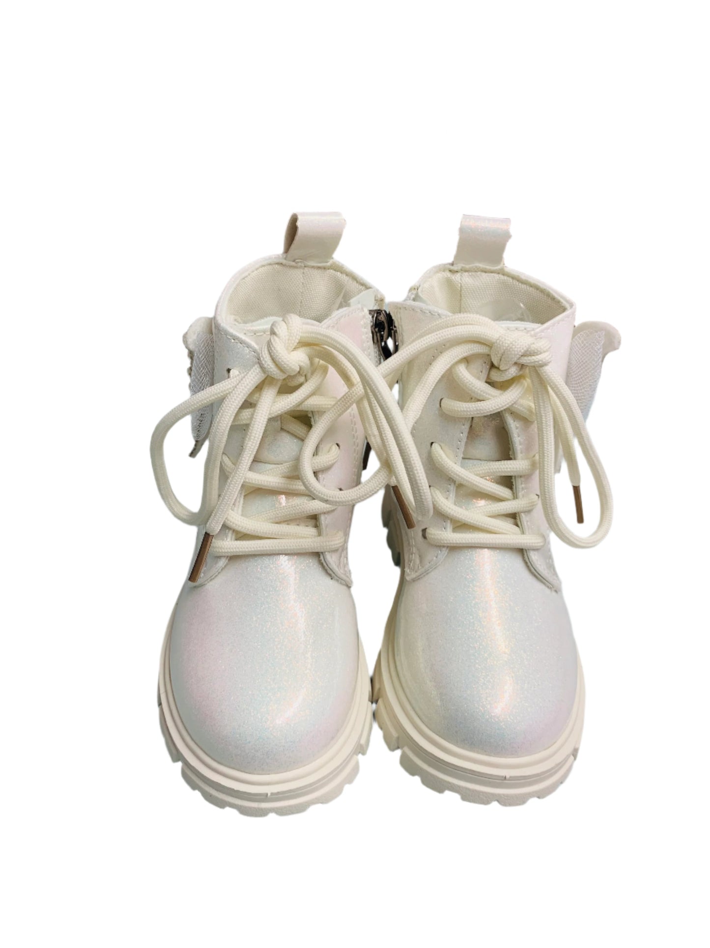 Girls Silver Pearl Butterfly Boots