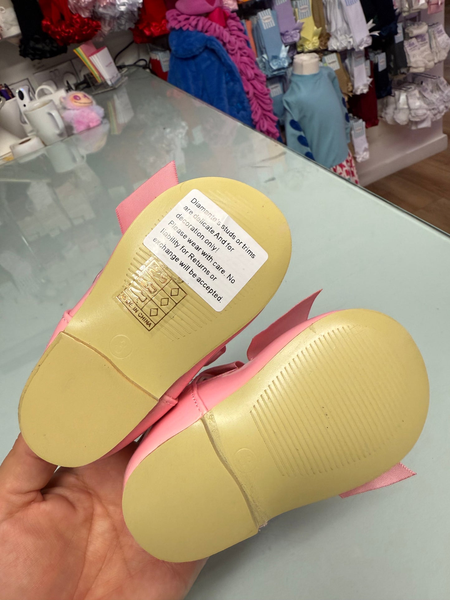 Girls Baby Pink Bow shoes
