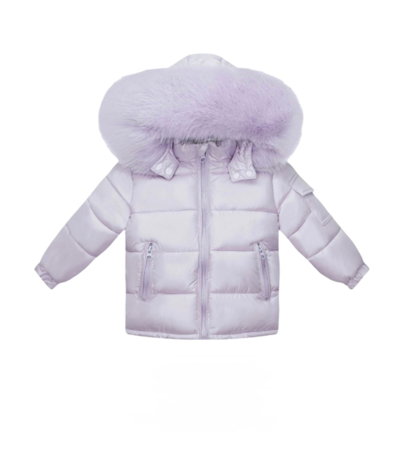 Pastel Lilac Coat with faux fur hood