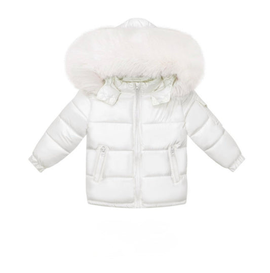 Cream Coat with faux fur hood