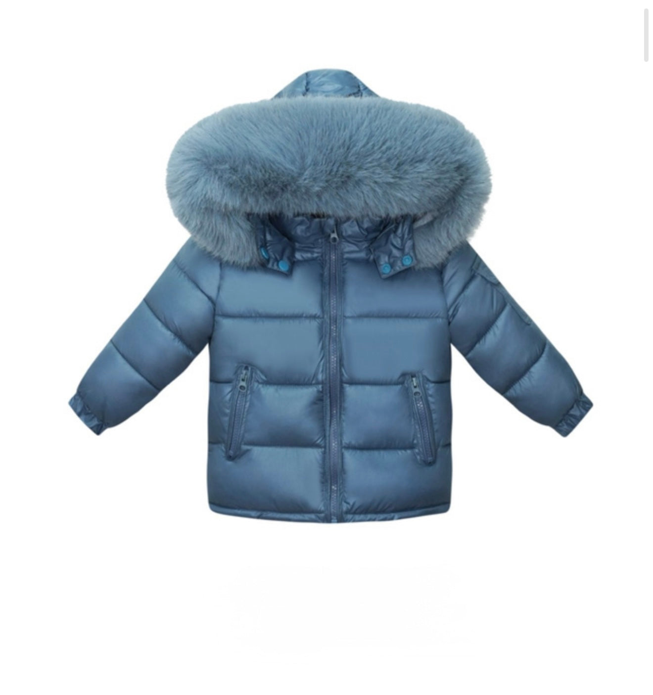 Navy Blue Coat with faux fur hood