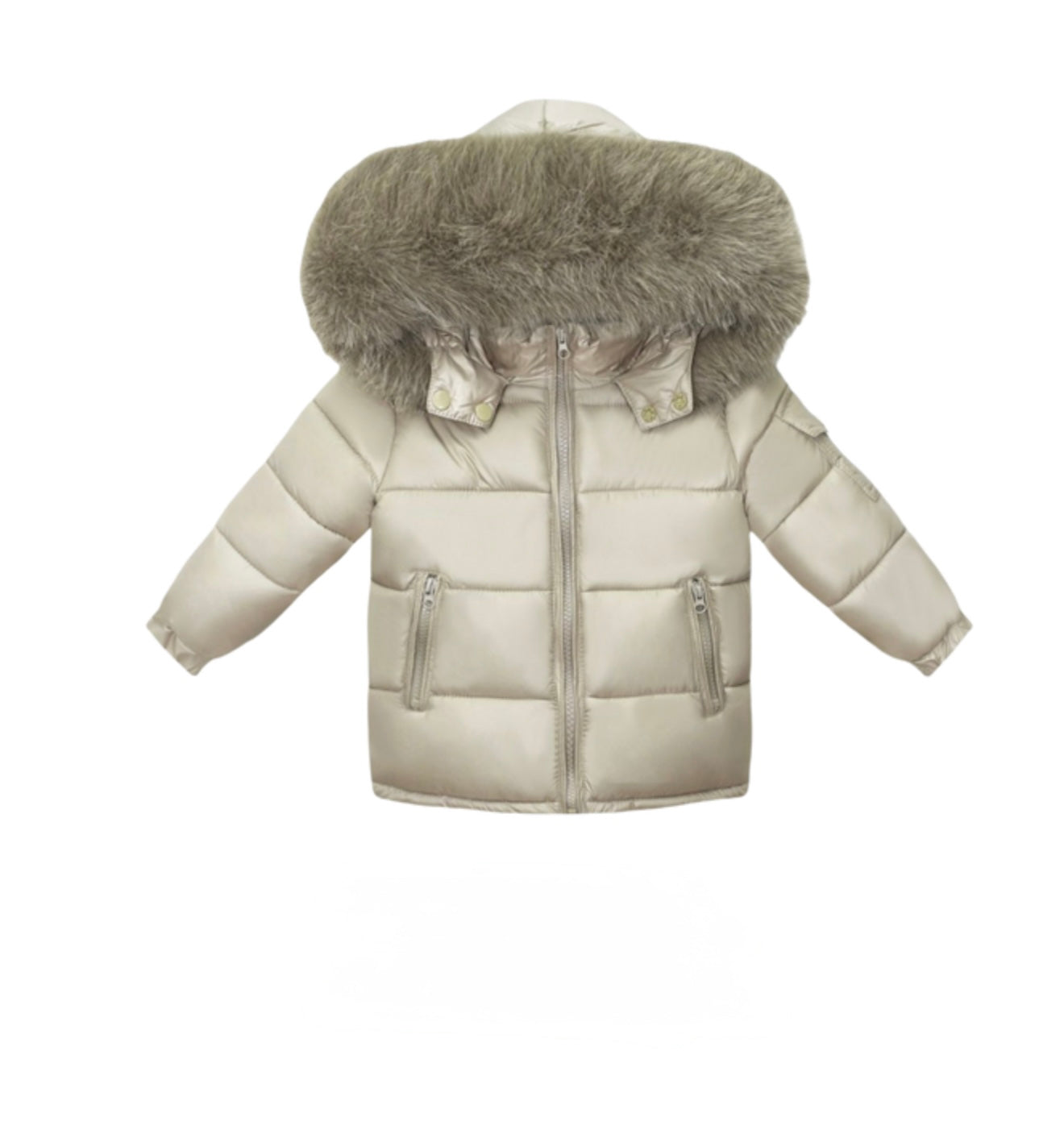 Irish Cream Coat with faux fur hood