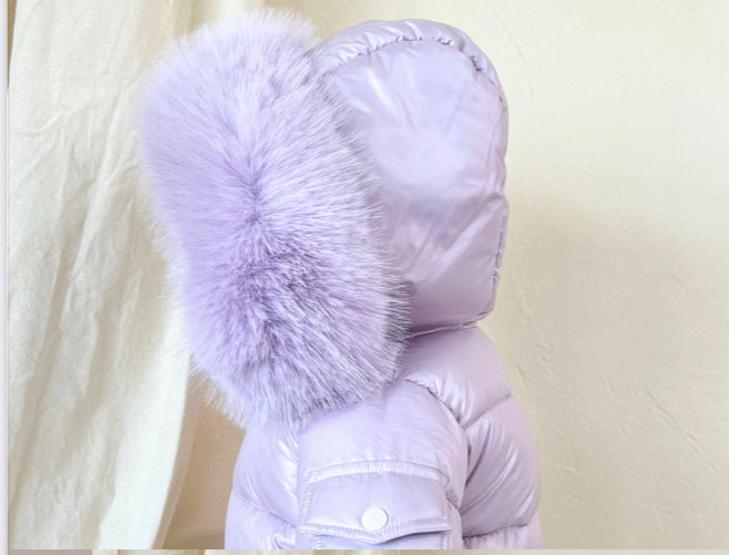 Pastel Lilac Coat with faux fur hood