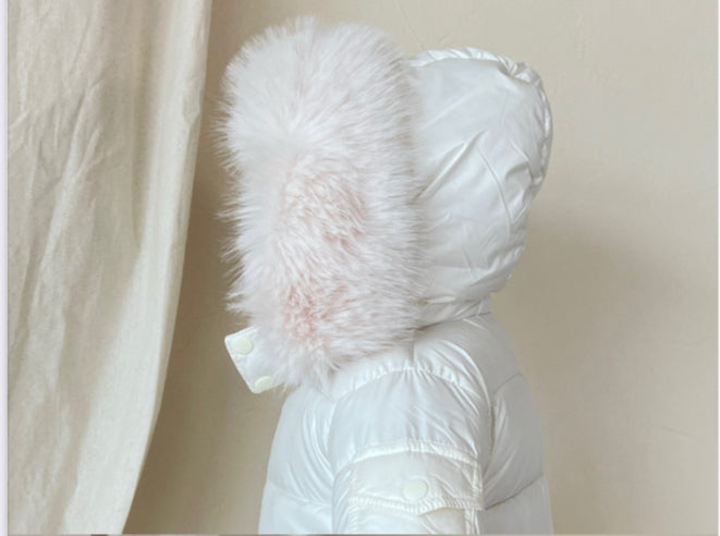Cream Coat with faux fur hood