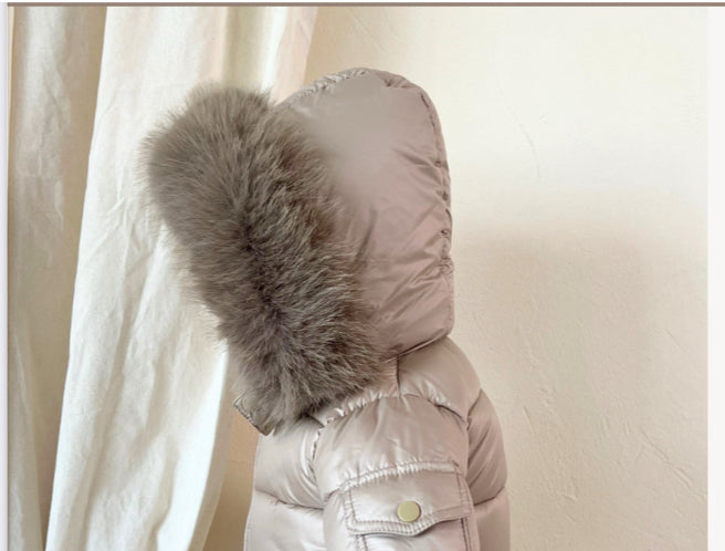 Irish Cream Coat with faux fur hood