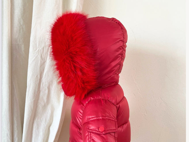 Red Coat with faux fur hood