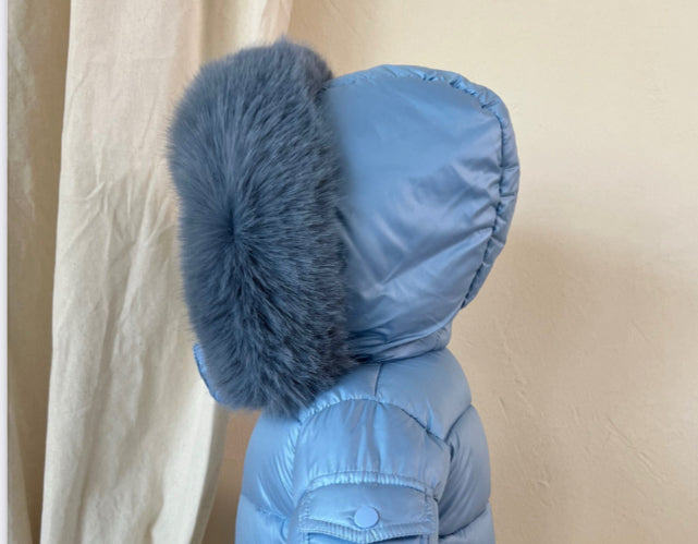 Mount Spring Blue Coat with faux fur hood