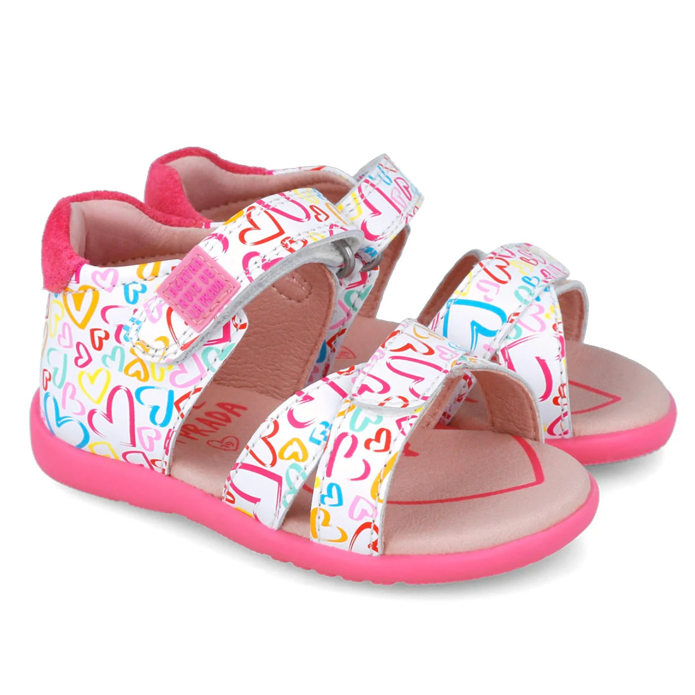 Agatha Ruiz de la Prada Toddler White Fushia Flower Sandal