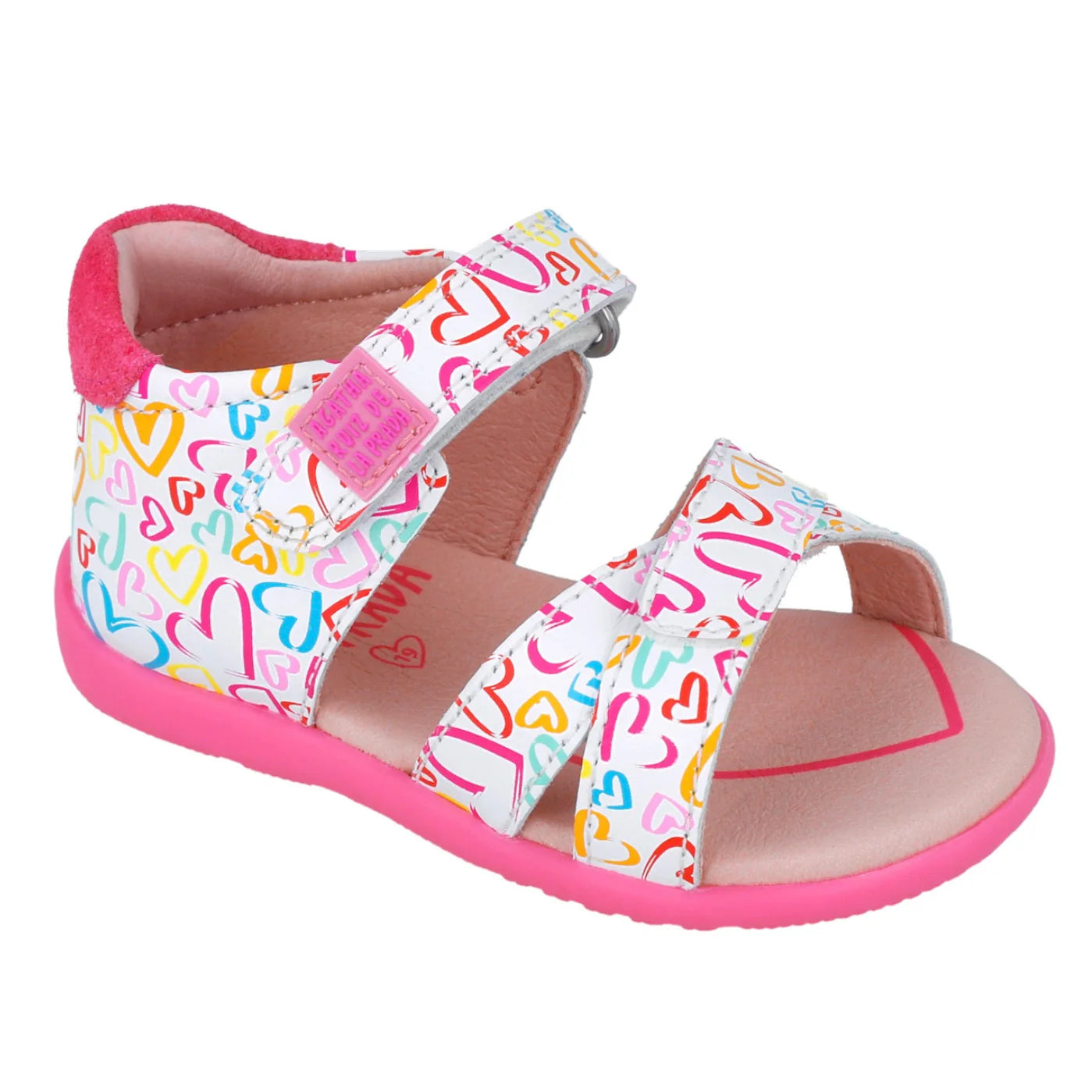 Agatha Ruiz de la Prada Toddler White Fushia Flower Sandal