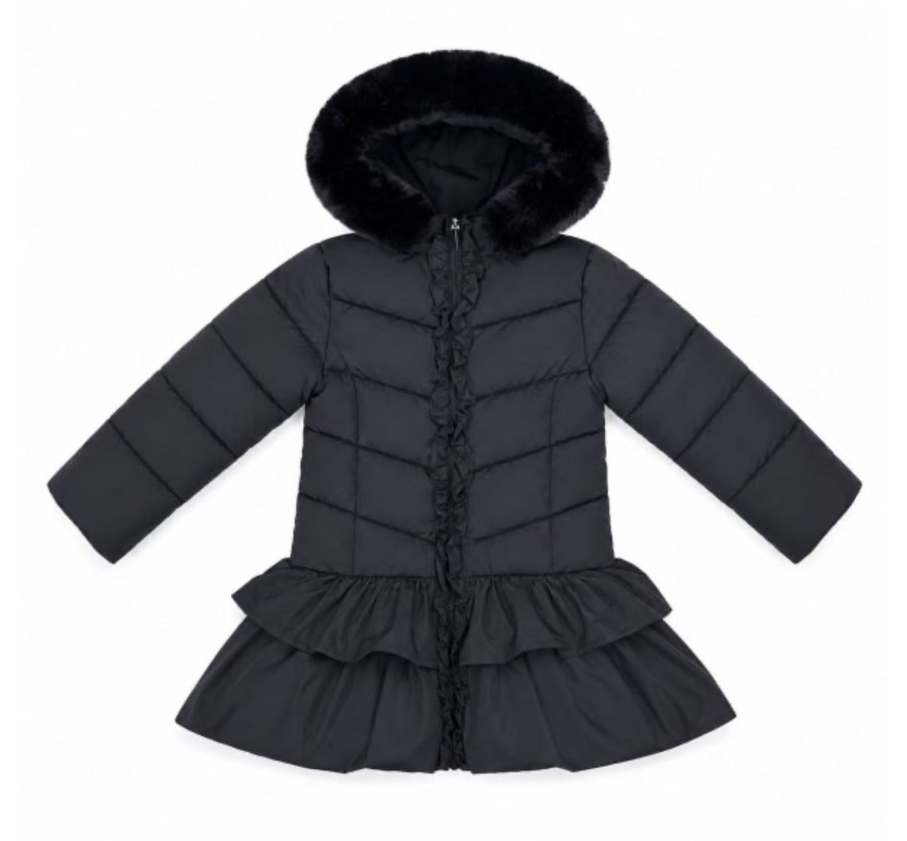 Giorgio Bambino Black Faux Fur Hooded School Coat