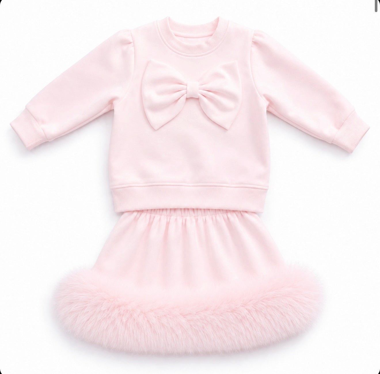 Pre-Order | Limited Stock | EvaBella Signature Bow & Faux Fur skirt Pink