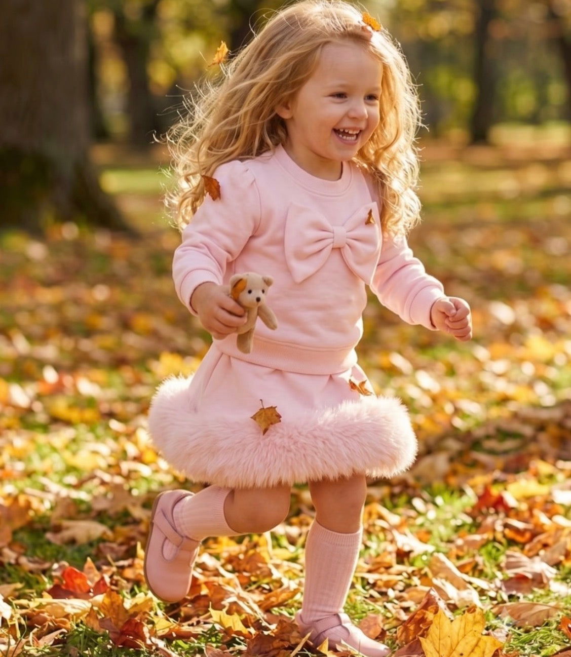 Pre-Order | Limited Stock | EvaBella Signature Bow & Faux Fur skirt Pink