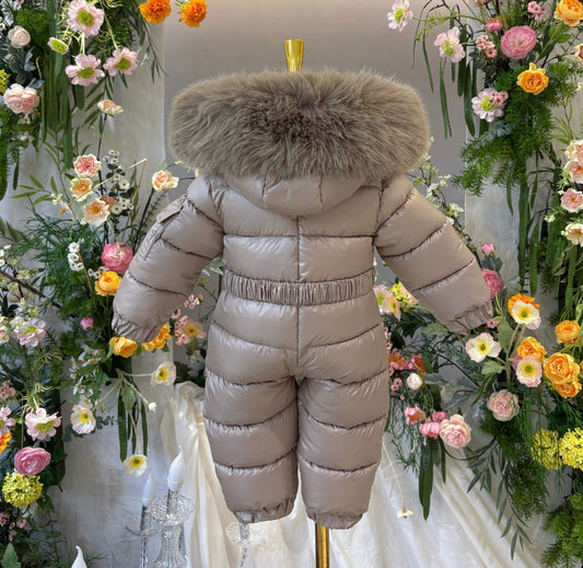 EvaBella Signature Winter Snowsuit with Detachable belt Irish Cream