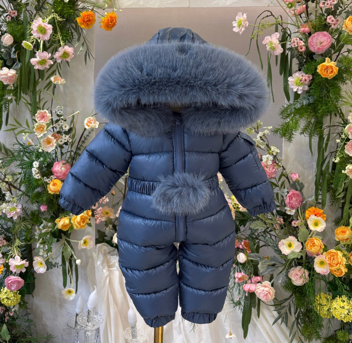 EvaBella Signature Winter Snowsuit with Detachable belt Navy Blue