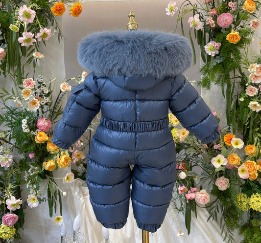 EvaBella Signature Winter Snowsuit with Detachable belt Navy Blue