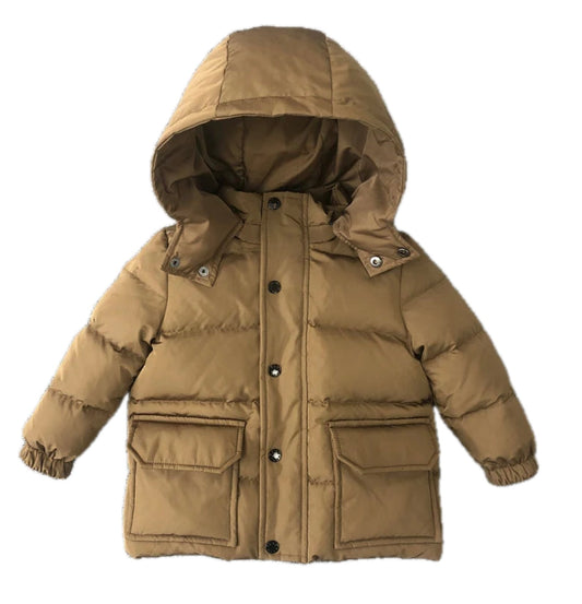 Boys Winter Brown Zip Coat with Hood