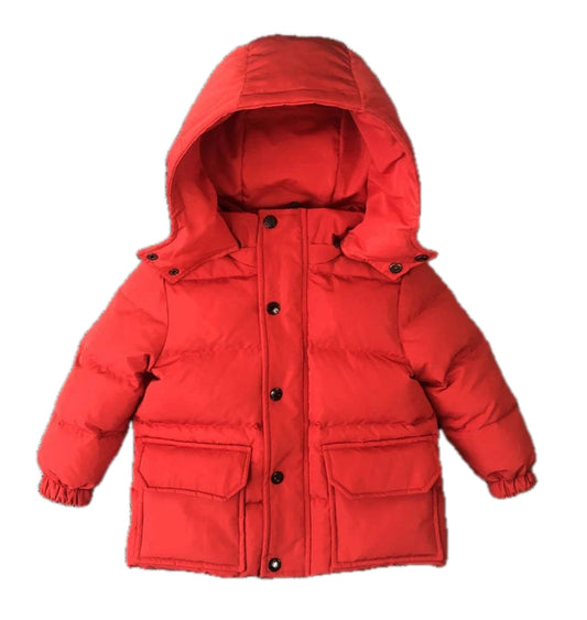 Boys Winter Red Zip Coat with Hood