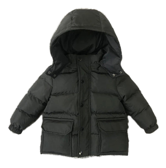 Boys Winter Black Zip Coat with Hood