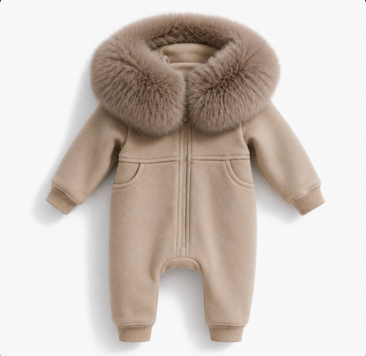 EvaBella Signature Faux Fur Hooded All in One| Irish Cream