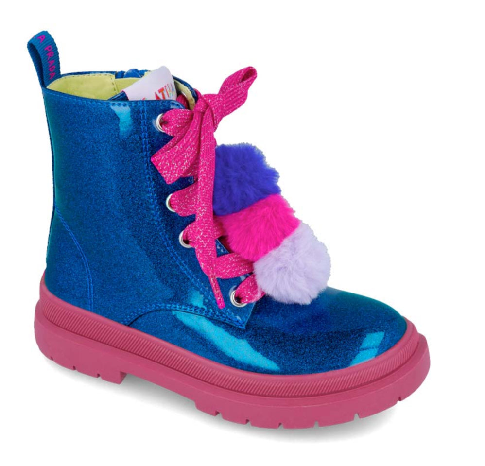 Agatha Ruiz de la Prada Colbolt Blue Patent Pom Pom Boot