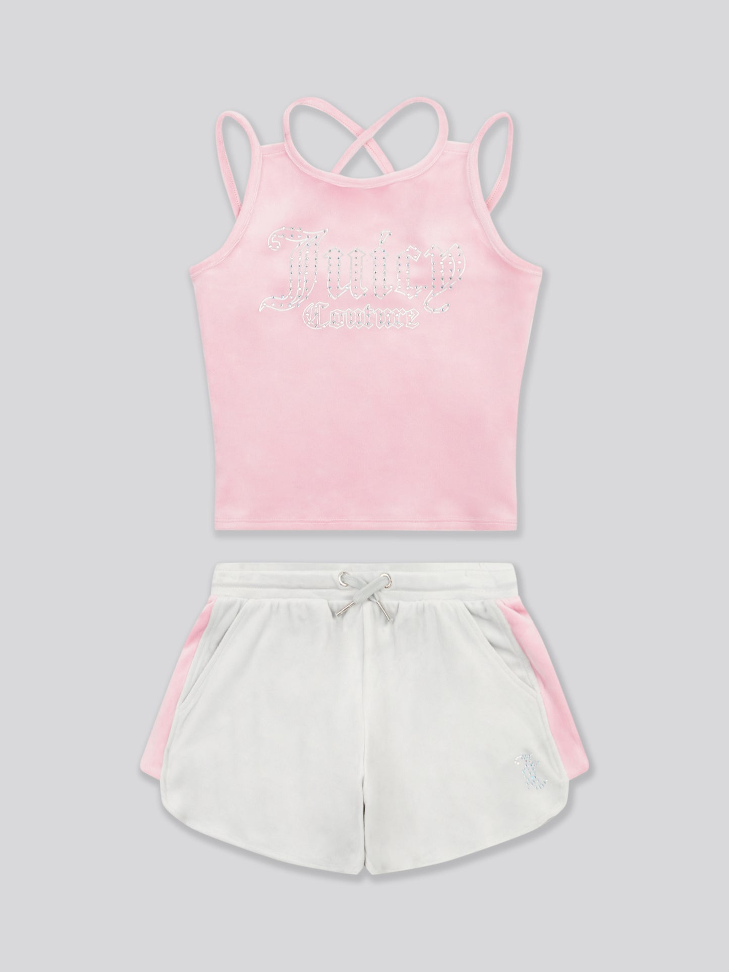 Juicy Couture Pearl Blue Strappy Top & Runner Shorts Set