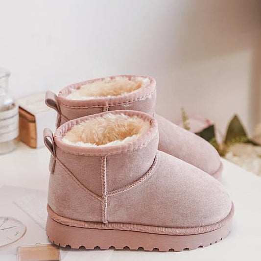 Kids Baby Pink Sheepskin Suede Look Boot