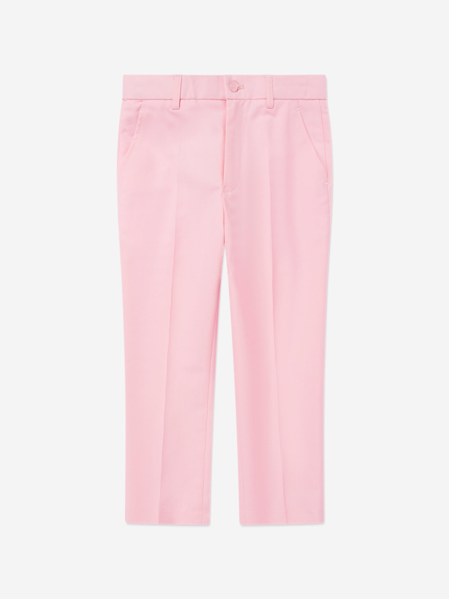Pink boys suit trousers with belt loops and front crease